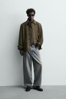 VINTAGE-EFFECT SUEDE LEATHER JACKET