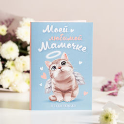Открытка 4 шоколадки Моей любимой мамочке (котенок на голубом) - 8 чудо фото 2