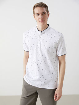 Hakim Yaka K?sa Kollu Desenli Erkek Ti??rt