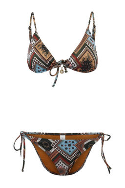 Etnik Desenli Ucgen Kapl? Charm Aksesuarl? Normal Bel Regular Bikini Tak?m? TBESS26BT00110