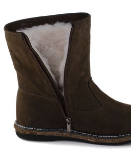 Полусапоги мужские на войлочной подошве, Коричневые. Нубук. Молния.