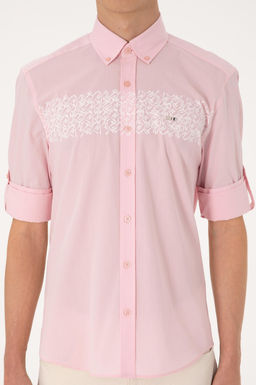 Erkek A__k Pembe Uzun Kollu G_mlek Sepette S_rpriz _ndirim - U.s. polo assn фото 6