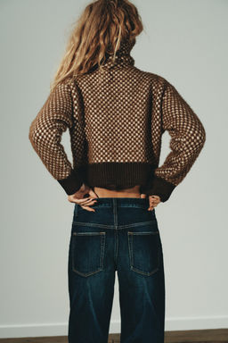 CONTRAST KNIT FAUX FUR BOMBER JACKET - Zara фото 5