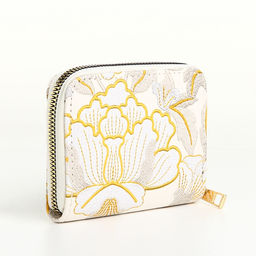 Кошелёк на молнии, с вышивкой, маленький, чёрный