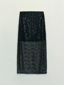 Двухслойная юбка миди c пайетками / Zarina