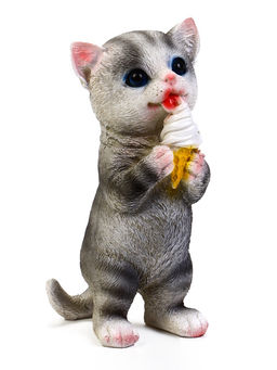 Садовая фигура из полистоуна «Котёнок с мороженым», 19×11×7 см