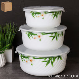 Форма для холодца с крышкой 3 предмета / GRAY-HDW3B (6773) /уп 12/ Бамбук с орхидеей/727999