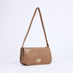 Сумка женская мессенджер на клапане, 23×6.5×12 см, бежевая