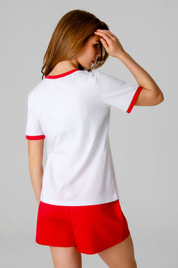 Арт.2374/2 Набор футболка и шорты 42-50 ( 5 шт.) Цвет:верх-белый, низ-красный - Калинка фото 3