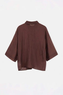 Kahverengi Dokuma Transparan Oversize Plaj Gomlek TBESS26GO00004 - Trendyolmilla фото 3