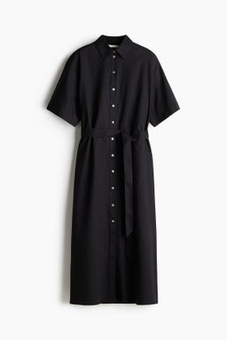 Vestido camisero en mezcla de lino