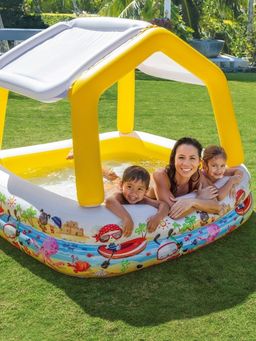 Бассейн с навесом Аквариум 157х157х122см, от 2-х лет INTEX, цвет микс  фото 2