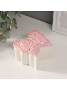 Шкатулка для украшений Бабочка фигурная, керамика, розовый перламутр, 7.3?7.3?4.5 см