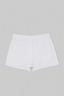Ekru Brode Detayl_ Y_ksek Bel Mini Denim _ort TWOSS26SR00129
