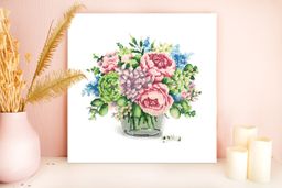 Кристальная (алмазная) мозаика ФРЕЯ ALPD-001 на подрамнике Нежный букет 40 х 30 см