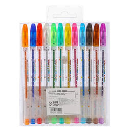 Набор гелевых ручек, 12 цветов, металлик, корпус с рисунком, в блистере на кнопке - Calligrata фото 2