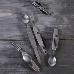 Набор посуды Время отдыхать, кружка 4 шт., тарелка 4 шт., мультитул 4 шт. - Mode forrest фото 5