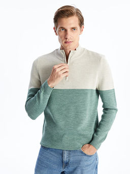 Dik Yaka Uzun Kollu Erkek Triko Kazak