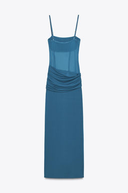 LONG CONTRAST TULLE DRESS - Zara фото 7
