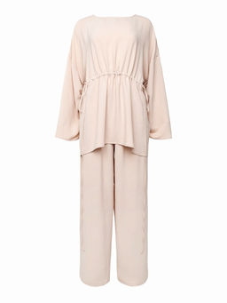 Костюм женский (туника, брюки) MINAKU: Casual Collection, размер 52, бежевый