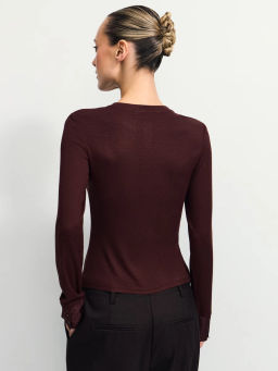 Лонгслив в рубчик из вискозы / Zarina  фото 6