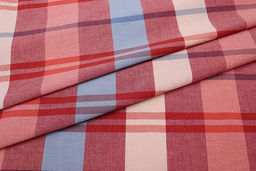 Вареный (стираный) хлопок Яркая клетка цв.бордовый/голубой, ш.2.5м, хл-100% - Купава фото 4