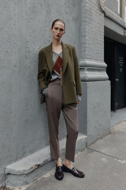 HIGH-WAIST CHECKED TROUSERS - Zara фото 6