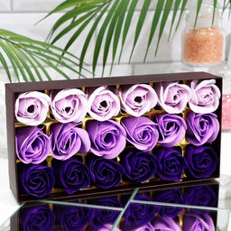 Мыльные розы, фиолетовые оттенки, набор 18 шт. - SB BEAUTY фото 2