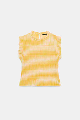 TOP NIDO DE ABEJA CUADRO VICHY / Crudo/Amarillo - Zara фото 6