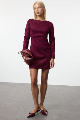Trendyolmilla Bordo Duz Kesim Mini Dokuma Elbise TWOAW25EL00478