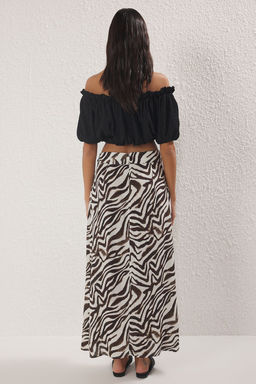 Trendyolmilla Kahverengi Y?rtmacl? Zebra Desenli Viskon Uzun Etek TWOSS25ET00179  фото 4