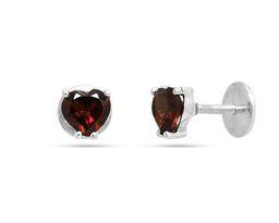 Серьги из серебра гранат, Сердце