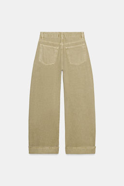 JEANS TRF BAGGY FOLDED TIRO MEDIO / Verde Oliva - Zara фото 8