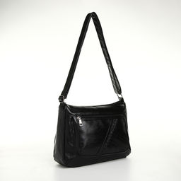 Сумка кросс-боди женская, большого размера, на молнии, 28×10×20 см, чёрная