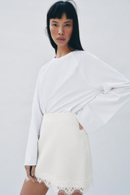 FALDA PANTAL?N BAJO ENCAJE / Crudo - Zara фото 4