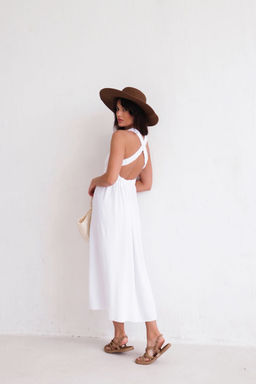 Платье с перекрещенными бретелями белое - Martichelli фото 5