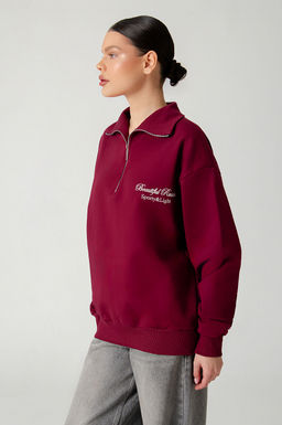 Арт. 1-5137 Свитшот женский полузамок 44-50 (4 шт) Цвет:бордовый - Калинка фото 3