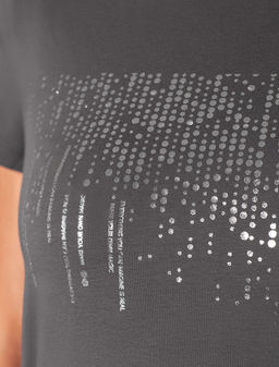 Футболка Vilatte с принтом из хлопка с эластаном темно-серый  фото 3