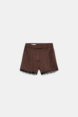 SATIN BERMUDA SHORTS WITH LACE TRIM - Zara фото 6