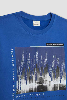 Толстый свитшот с принтом для мальчиков с круглым вырезом - Defacto фото 9