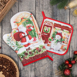 Набор Кухонный Радости, варежка-прихватка 20х28см, прихватка 19х19см, 100%хл - Этель фото 6