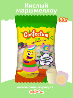 Маршмеллоу 90 г(124090-499) Sour cuberoll/Rainbow /маракуйя,лайм,лимон/ вес 90 г*26 шт (Конфектум)