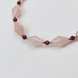 Браслет из Розового кварца и Граната - Радуга самоцветов фото 3