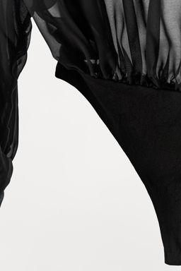 SEMI-SHEER LONG SLEEVE BODYSUIT - Zara фото 9