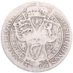 Монета 1 флорин (2 шиллинга) 1899 года Великобритания