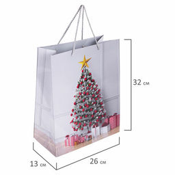 Пакет подарочный НАБОР 4 штуки, новогодний, 26x13x32 см, "Collection Large", ЗОЛОТАЯ СКАЗКА