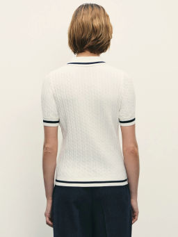 Поло с вышивкой из вязаного трикотажа / Zarina  фото 5