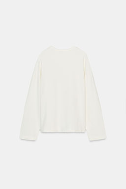 CAMISETA TEXTURA MANGA LARGA / Blanco roto - Zara фото 7