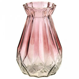 Ваза стеклянная для цветов "Грани" h14,5см, д10см, цветное стекло, микс (Китай)