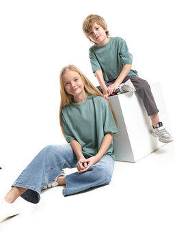 Футболка фисташковая детская хлопок подросткам 22-7627 фисташковый - Mini maxi фото 5